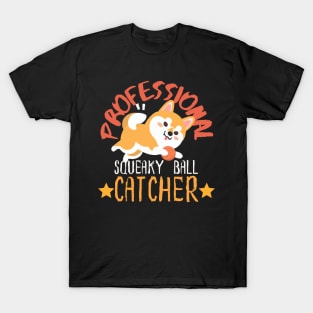 Professional Squeaky Ball Catcher, Cute Kawaii Shiba Inu T-Shirt